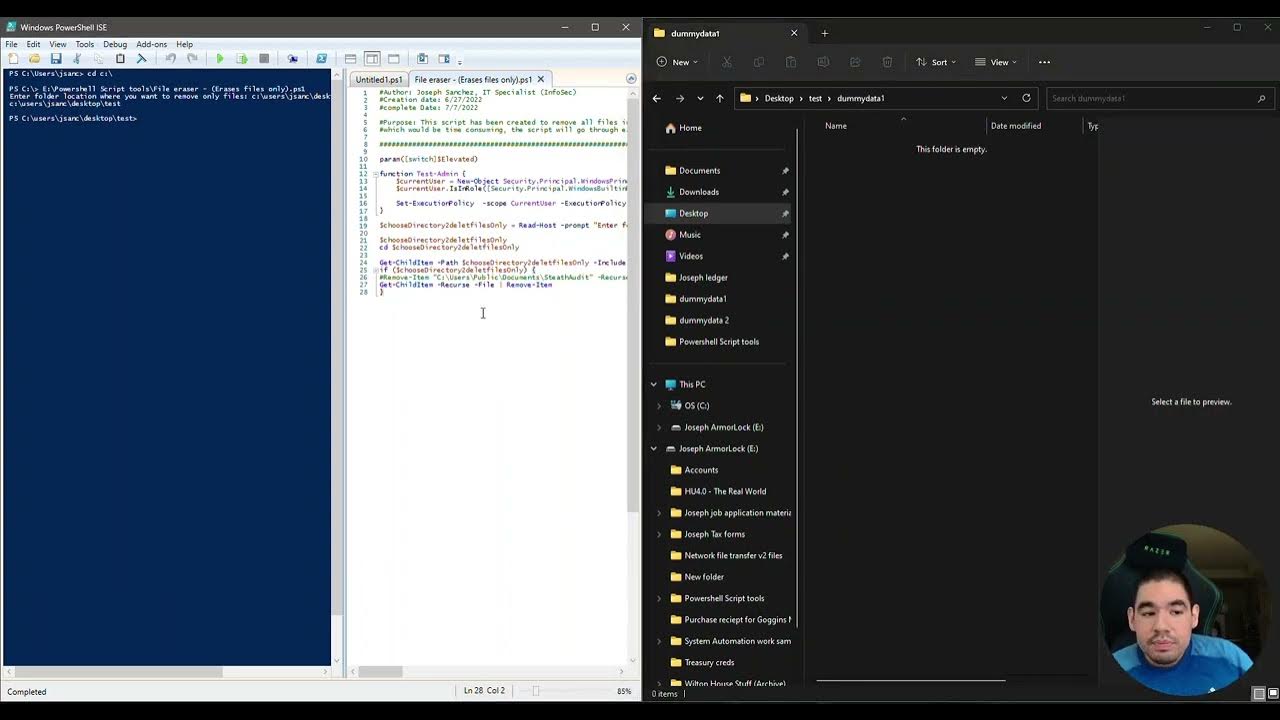 File Eraser script short explanation YouTube