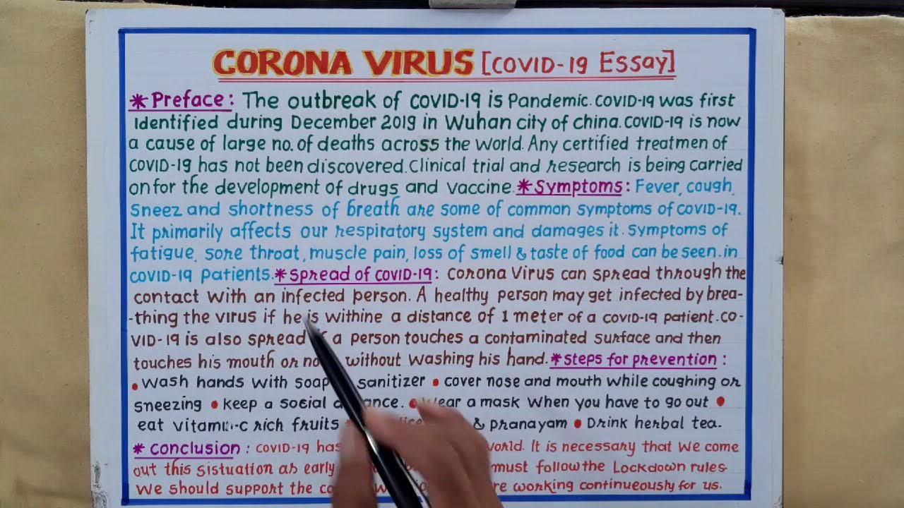 Essay On Coronavirus In English Essay On Covod 19 In English 0 Words Beautiful Handwriting Youtube