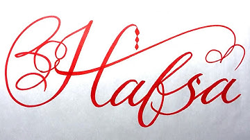 Hafsa Name Signature Calligraphy Status | How to write with Cut Maker  #calligraphy #cursive