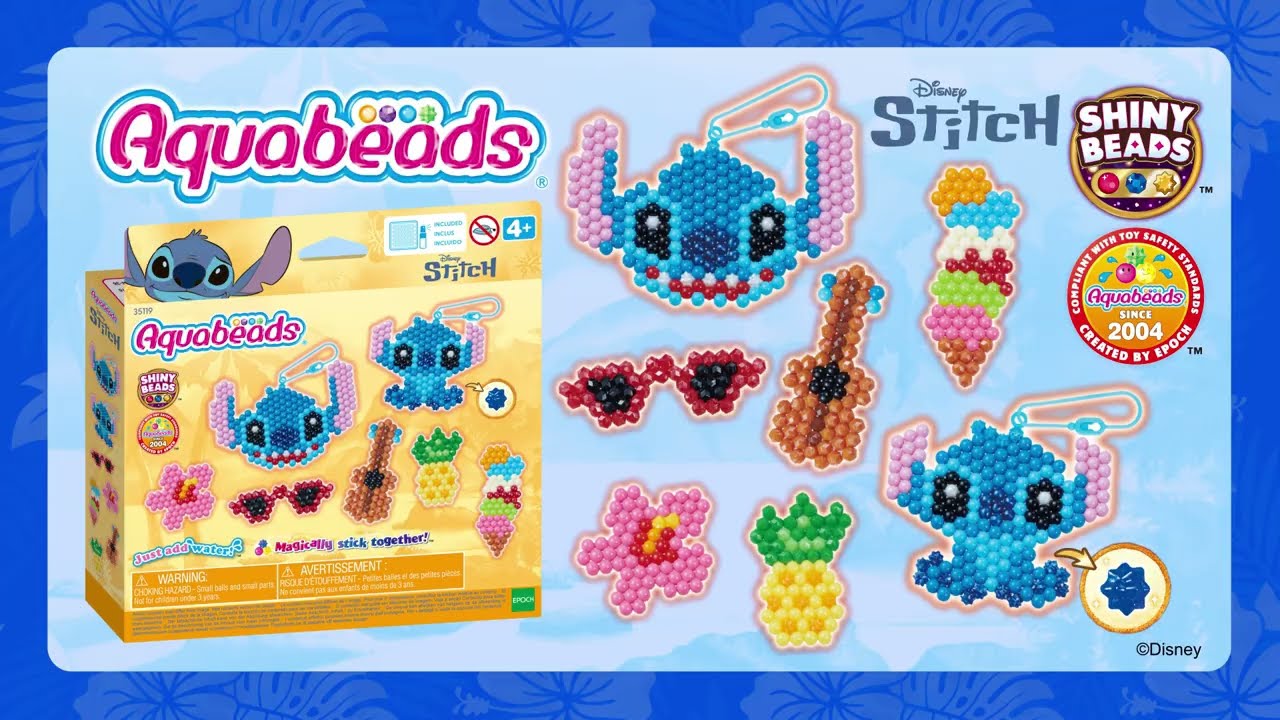 Stitch Keychain Craft Kit 30s PV🍍| Aquabeads