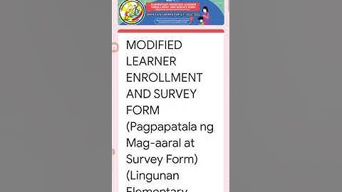 How to answer MODIFIED LEARNER ENROLLMENT AND SURVEY FORM OR MLESF 2021-2022 KINDER ONLY