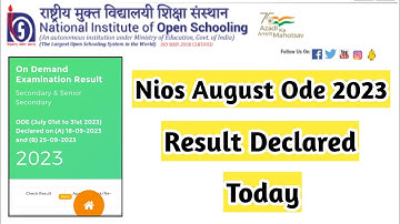 Nios August Ode Result Declared Today | Task Is Helping (NIOS) #nios #exam #marksheet #result