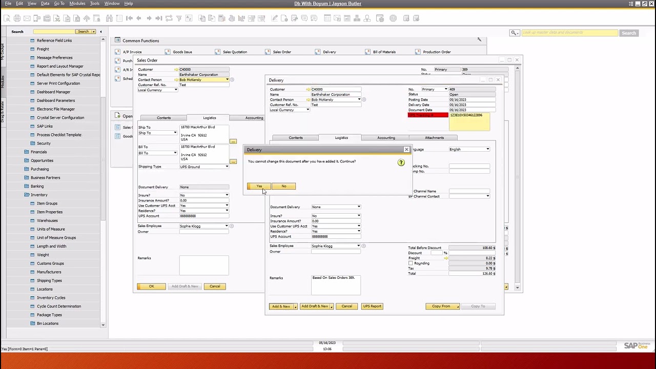 SAP B1 - UPS Worldship integration