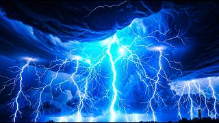 EXTREMELY Thunderstorm Night with Pouring rain & Strong Thunder, Lightning,Wind|Natural Storm Video