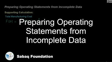 Preparing Operating Statements from Incomplete Data, Accounting Lecture | Sabaq.pk
