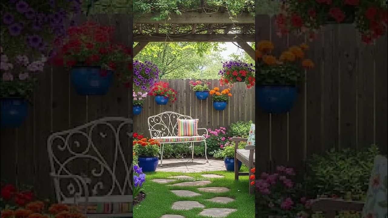 Beautiful backyard with Vibrant Flowers 