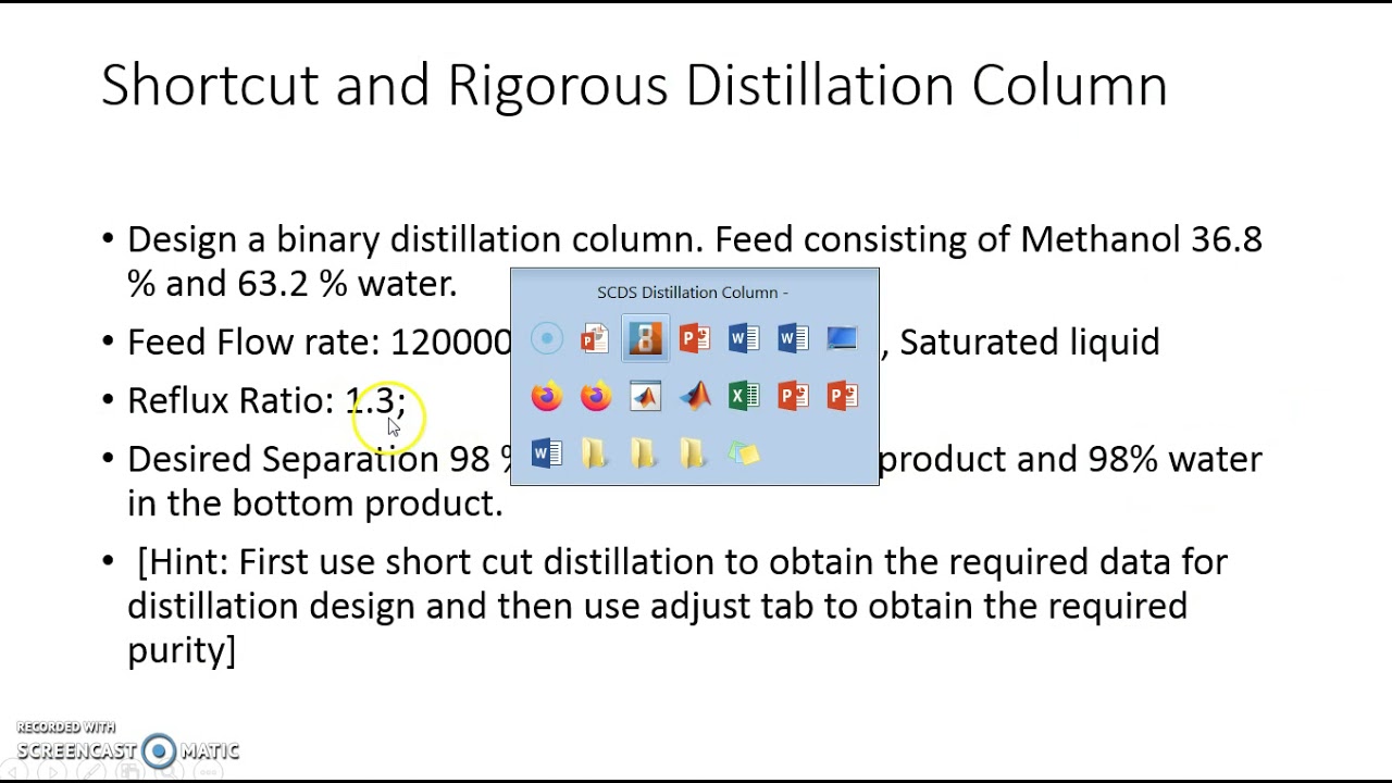 Rigorous Distillation Simulation using CHEMCAD