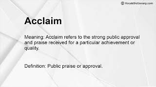 Acclaim Meaning