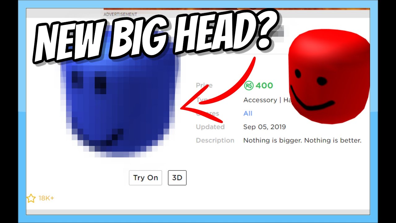 Roblox Big Head Is Back New Big Head Biggest Head Roblox Youtube - what's the biggest head in roblox