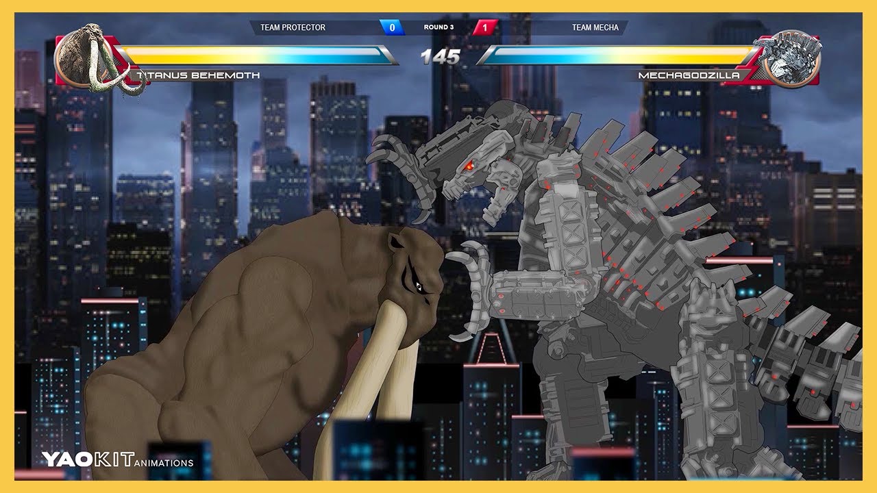 Behemoth vs Mechagodzilla with Healthbars | YaoKit Animations
