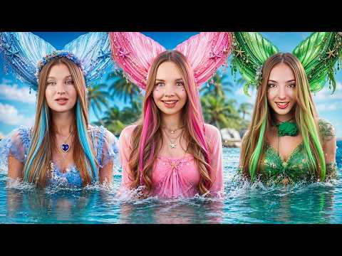 Pink vs. Blue vs. Green Mermaid! Mermaid Color Challenge