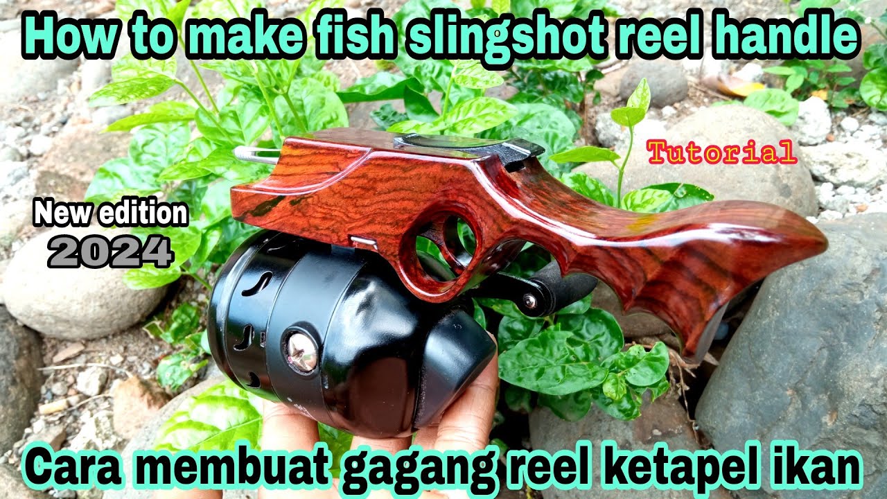 Cara membuat gagang reel ketapel ikan - How to make fish slingshot reel handle || hunting & tutorial