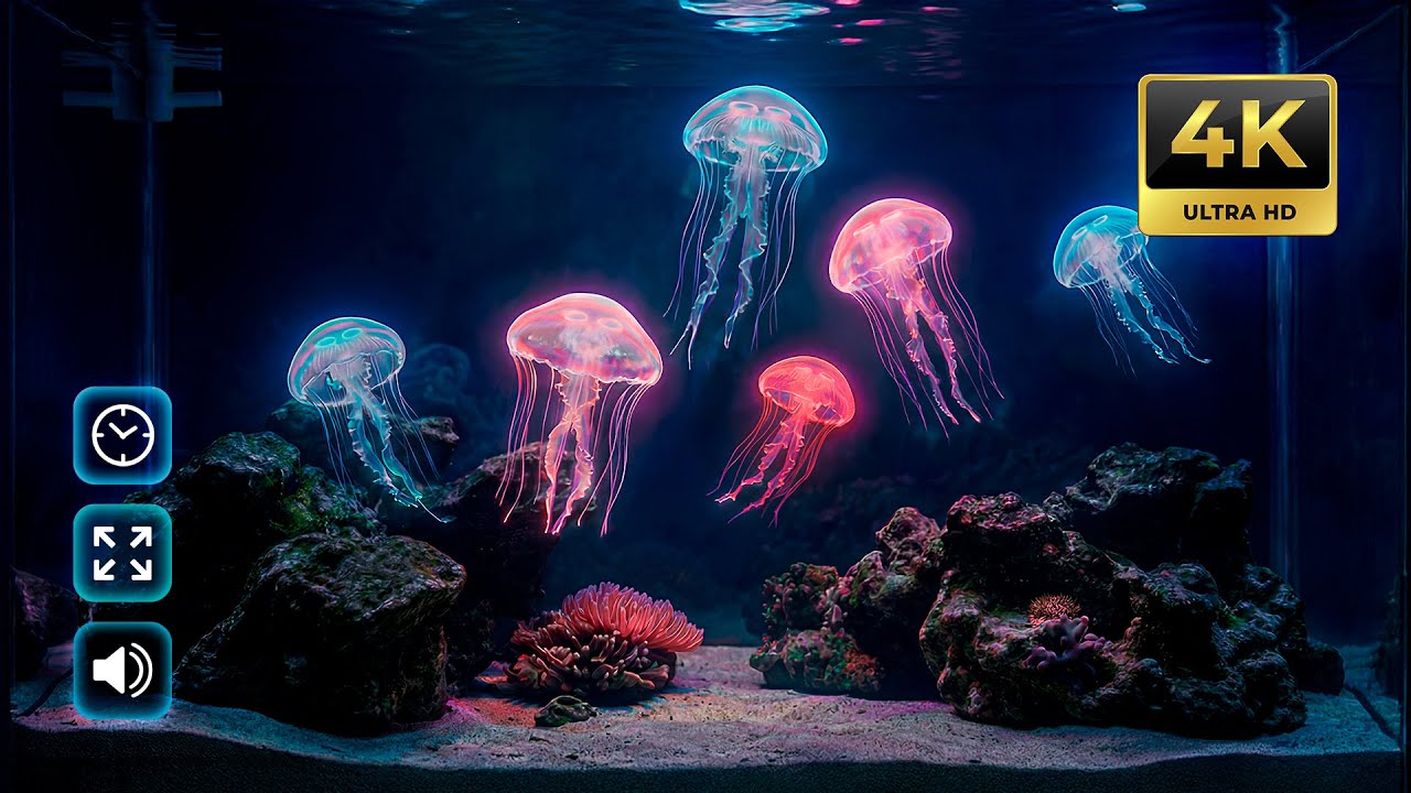 🪼 Jellyfish Aquarium 4K (3 Hours) 🌙 | Sleep • Study • Relax