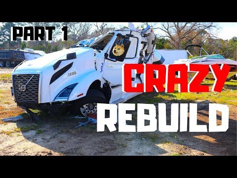 crazy-wrecked-salvage-2019-volvo-vnl-semi-truck-bought-at-copart-|-rebuild-part-1-|
