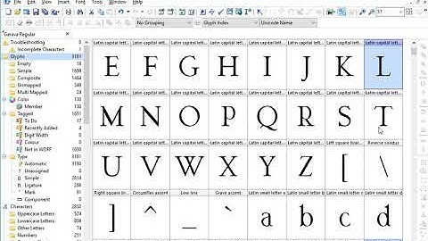 FontCreator 10 1 Using the Glyph Overview