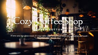 Warm new age piano music & cozy coffee shop background music for relaxation and work l GRASS COTTON+