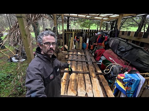 How I Stack Milled Timber by Hand for Winter || Solo Off-grid || Winter Wood Prep ||woolys World ||
