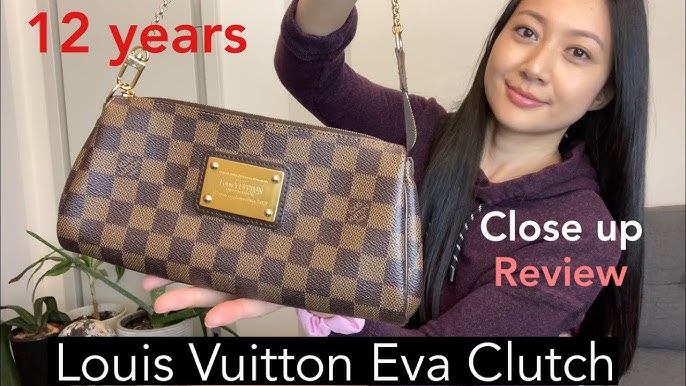 The Glamour Geek: What Fits Inside a Louis Vuitton Eva Clutch (Damier Azur)