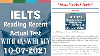 10 July 2021 Actual IELTS Exam / Evening Slot / Full Reading Passage With Answer Key / INDIA