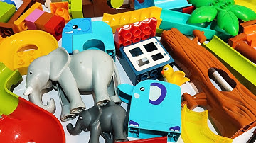 Satisfying Building Blocks ASMR Marble Run - Tree House Stairs and Elephant seesaw