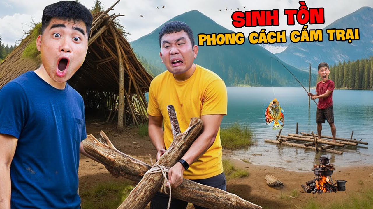 Gấu Đỏ TV -Thử Thách Cắm Trại Theo Phong Cách Sinh Tồn - Tự Kiếm Tiền mua Đồ Ăn