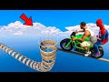 Franklin and spiderman motorcycles with shark pipe stunt race parkour in gta 5