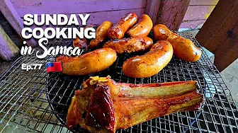 Samoan Feast on Sunday with Family 🔥|  Umu, Fish in butter, smoked sausage and Mamoe🧑‍🍳 | Ep. 77