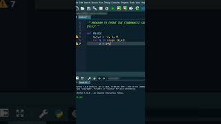 Program to print Fibonacci series #class12 #coding #computerscience #python #pythonprogramming