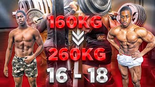 2 YEAR SQUAT TRANSFORMATION +100KG FROM 160KG TO 260KG 16-18 YEARS OLD NATURAL | LEG DAY MOTIVATION