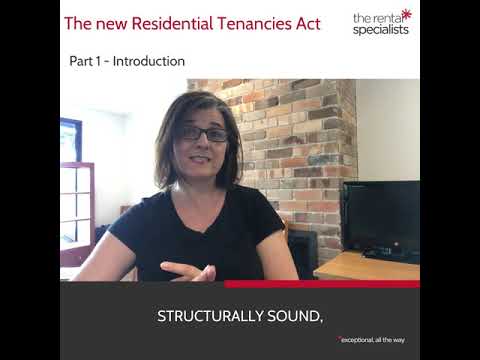 The new Residential Tenancies Act - Part 1, Introduction