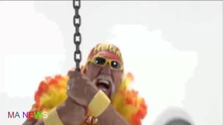 wwe star | hulk hogans | straddles a wrecking ball while wearing a thong