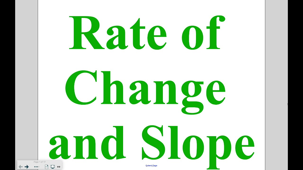Algebra Lesson 4-2: Rate of Change and Slope