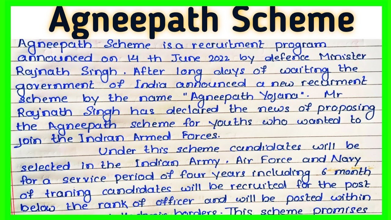 essay on agneepath scheme 250 words