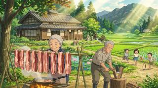 Mountain Farm Bacon & Firewood 🥓 Countryside Cooking with Family | Ghibli-Style ASMR screenshot 3