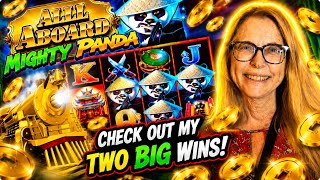 2 TRAIN BONUES = 2 BIG WINS on ALL ABOARD'S MIGHTY PANDA #slotsisterssocal #allaboardslot #casino screenshot 1