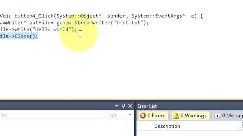 Visual C++ Tutorial 37 -Windows Forms Application:  Create a text file and write in it
