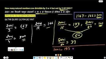 How many natural numbers are divisible by 3 or 4 but not by 5 till 2001?