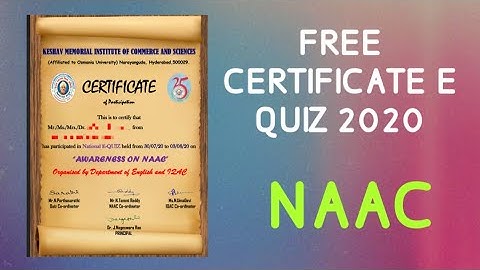 FREE ONLINE CERTIFICATE QUIZ ON "NAAC" l free Online Certificate Quiz Competition l with full Answer