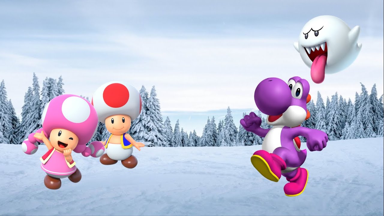 Mario Tennis Aces - Toadette (Alt Outfit) & Toad (Alt Outfit) vs Purple Yoshi & Boo (Green Visor)