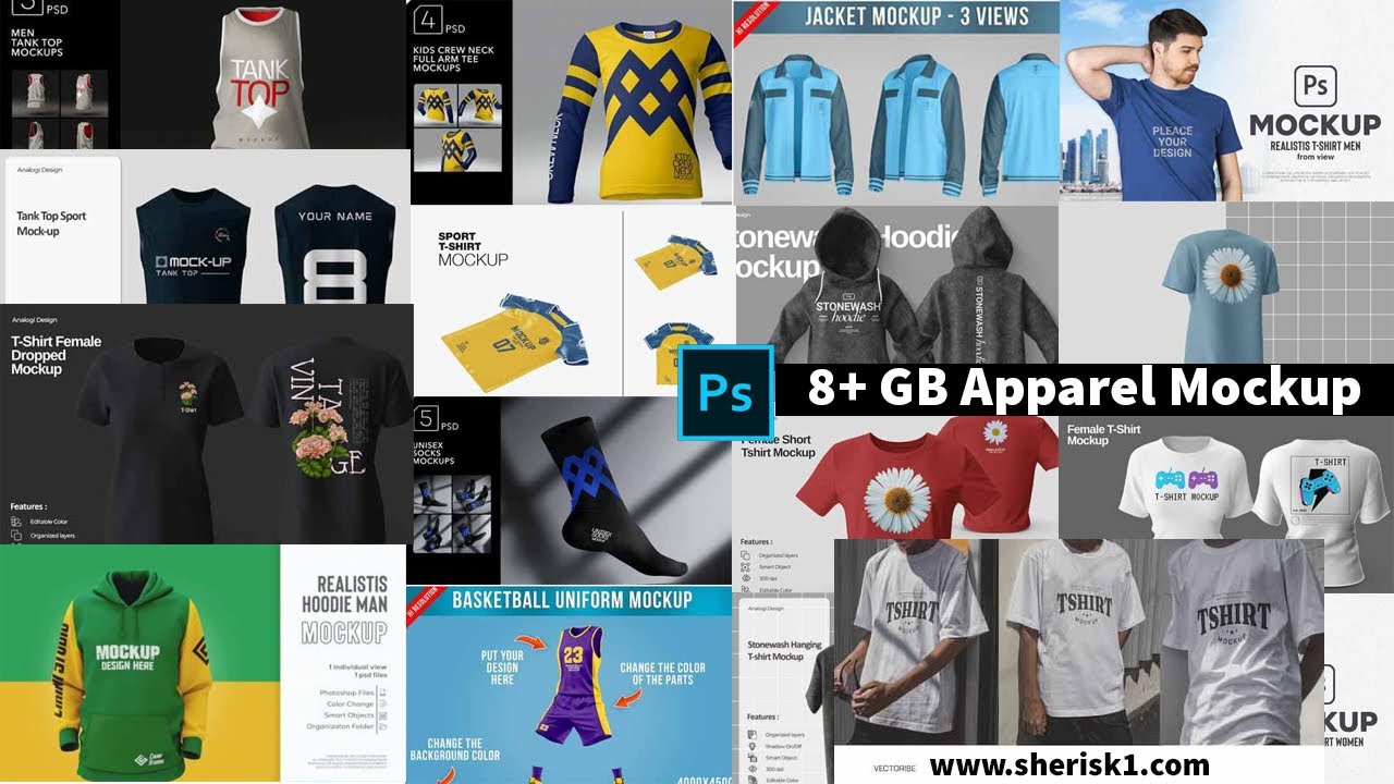 8 GB Apparel Mockup PSD Download |T-Shirts| |Sheri SK| - YouTube