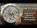 How to use Rolex Daytona Cosmograph chronograph - winding, setting time, and chronograph function