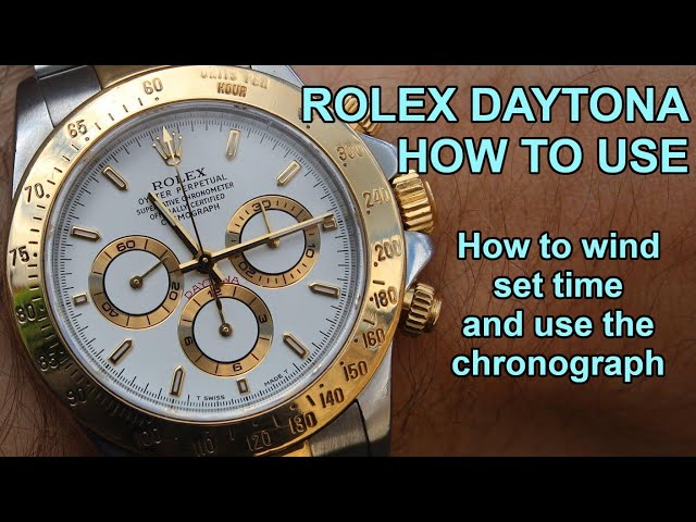 How to use Rolex Daytona Cosmograph chronograph - winding, setting time, and chronograph function class=