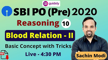 SBI PO 2020 (Prelims | Blood Relation Reasoning Tricks in Hindi by Sachin Modi Sir | 2100 | PART #10