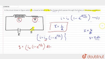 In the circuit shown in figure switch `S` is closed at time `t=0`. The charge which passes throu...