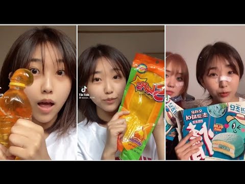 Video [Tiktok] Cùng chị đẹp thưởng thức đồ ăn vặt, Kẹo, nước... - youtube