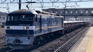 【個性的なジョイント音最高！】JR貨物EF210形300番台329号機＋赤ホキ2000形20B（両）が警笛を鳴らしながら清洲駅を通過するシーン（5783レ・新A233・石灰石返空）2022.12.28
