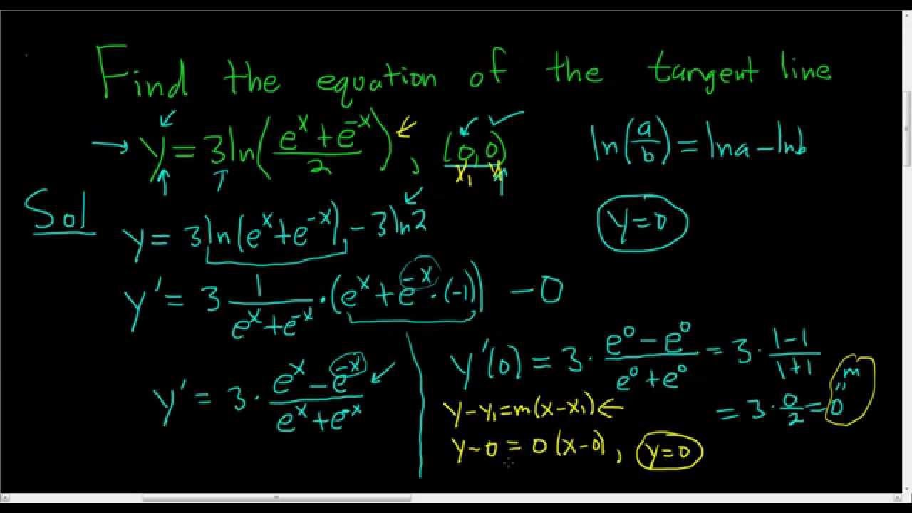 equation-of-the-tangent-line-for-y-3ln-e-x-e-x-2-at-0-0