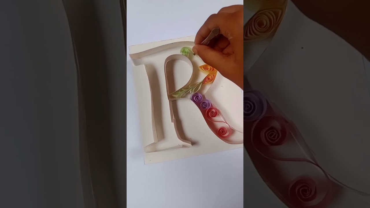 Letter R quilling art 