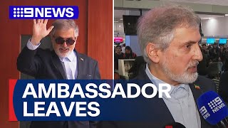 Download Lagu Iranian Ambassador arrives at Sydney Airport to leave the country | 9 News Australia MP3 Download Lagu Iranian Ambassador arrives at Sydney Airport to leave the country | 9 News Australia MP3