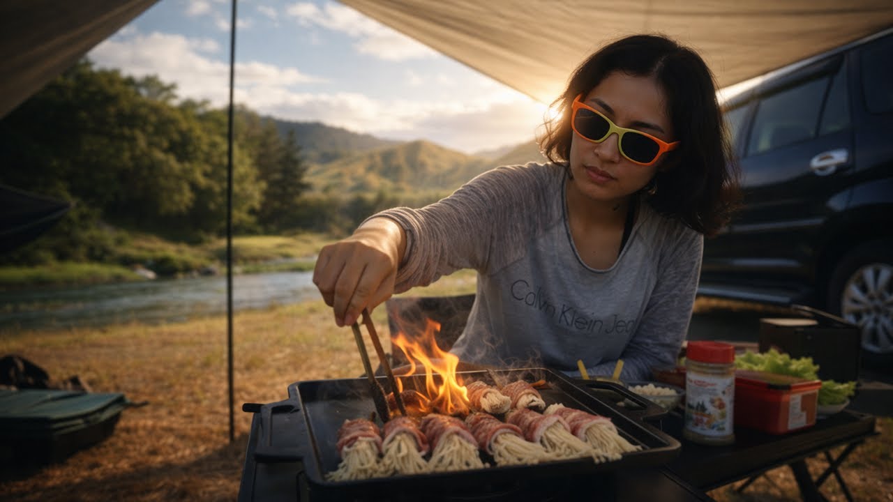 ASMR CAMPING BY THE RIVER | Nature Sounds, No talking, Korean BBQ Samgyeopsal | Day Camp Zambales